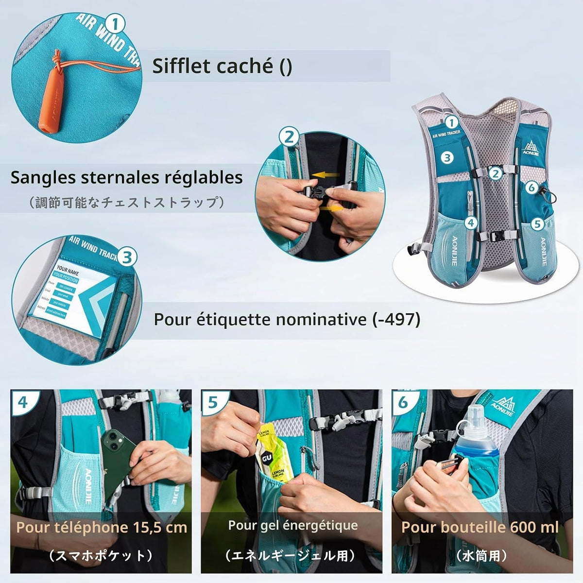 Gilet Trail 5L Sac À Dos Hydratation Running Pour Homme Femme Course À Pied Marathon Randonnée Cyclisme