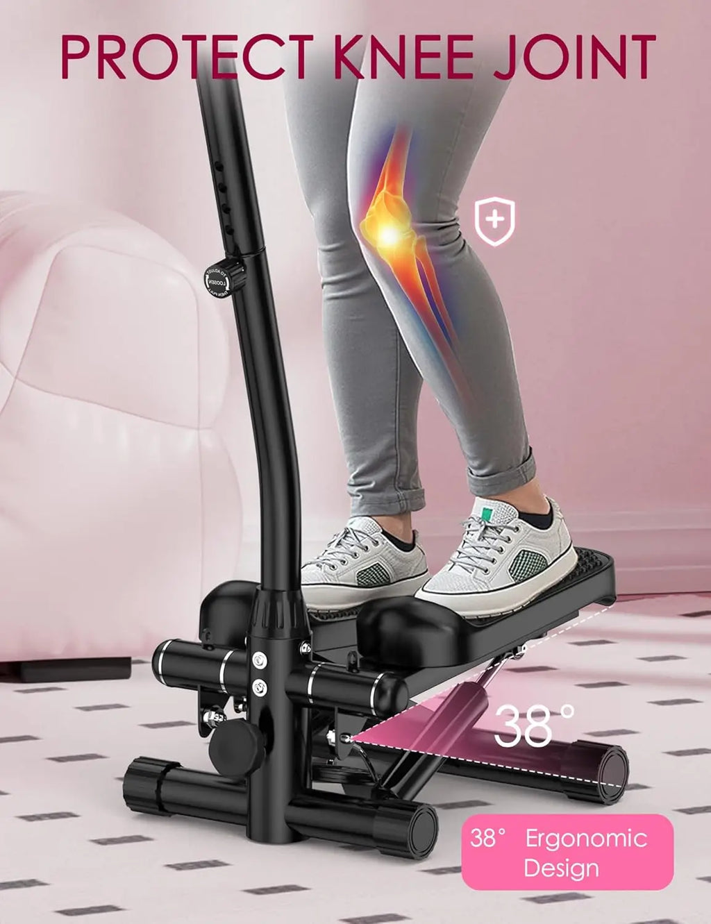 Multi-Functional Adjustable Stepper Stair Climber Machine Aerobic Mini Stepper with Resistance Bands and Floor Mat