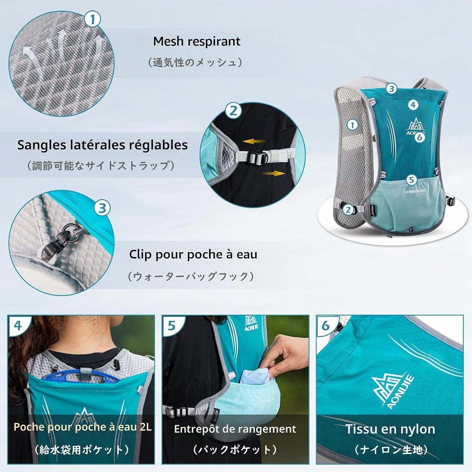Gilet Trail 5L Sac À Dos Hydratation Running Pour Homme Femme Course À Pied Marathon Randonnée Cyclisme