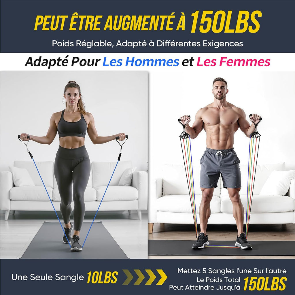 Kit Elastique Musculation Avec 5 Niveaux Élastique Musculation 150LBS